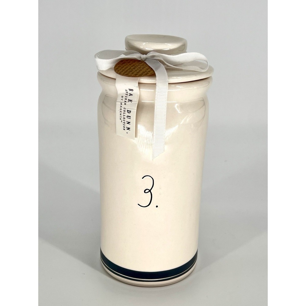 NEW Rae Dunn #3 Three Ceramic Canister with Black Ribbon 9"